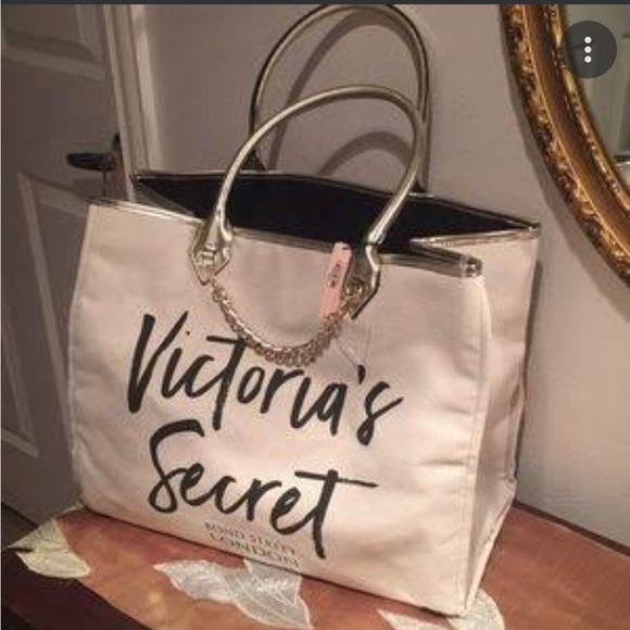 Victoria’s Secret Bond Street London Tote Bag, off-white and black - Picture 3 of 11